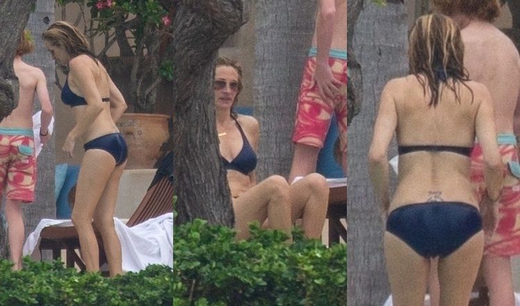 52-letnia Julia Roberts w bikini wyleguje się z rodziną na meksykańskiej plaży. Piękna? (ZDJĘCIA)