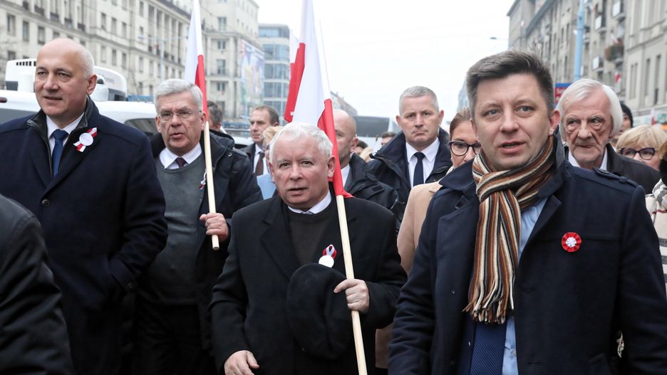 Jarosław Kaczyński na czele marszu 100-lecia niepodległości Polski w 2018 roku