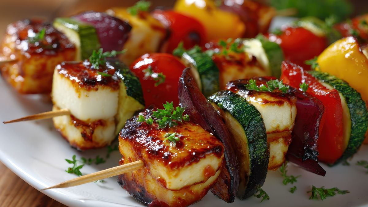 Szaszłyki z serem halloumi