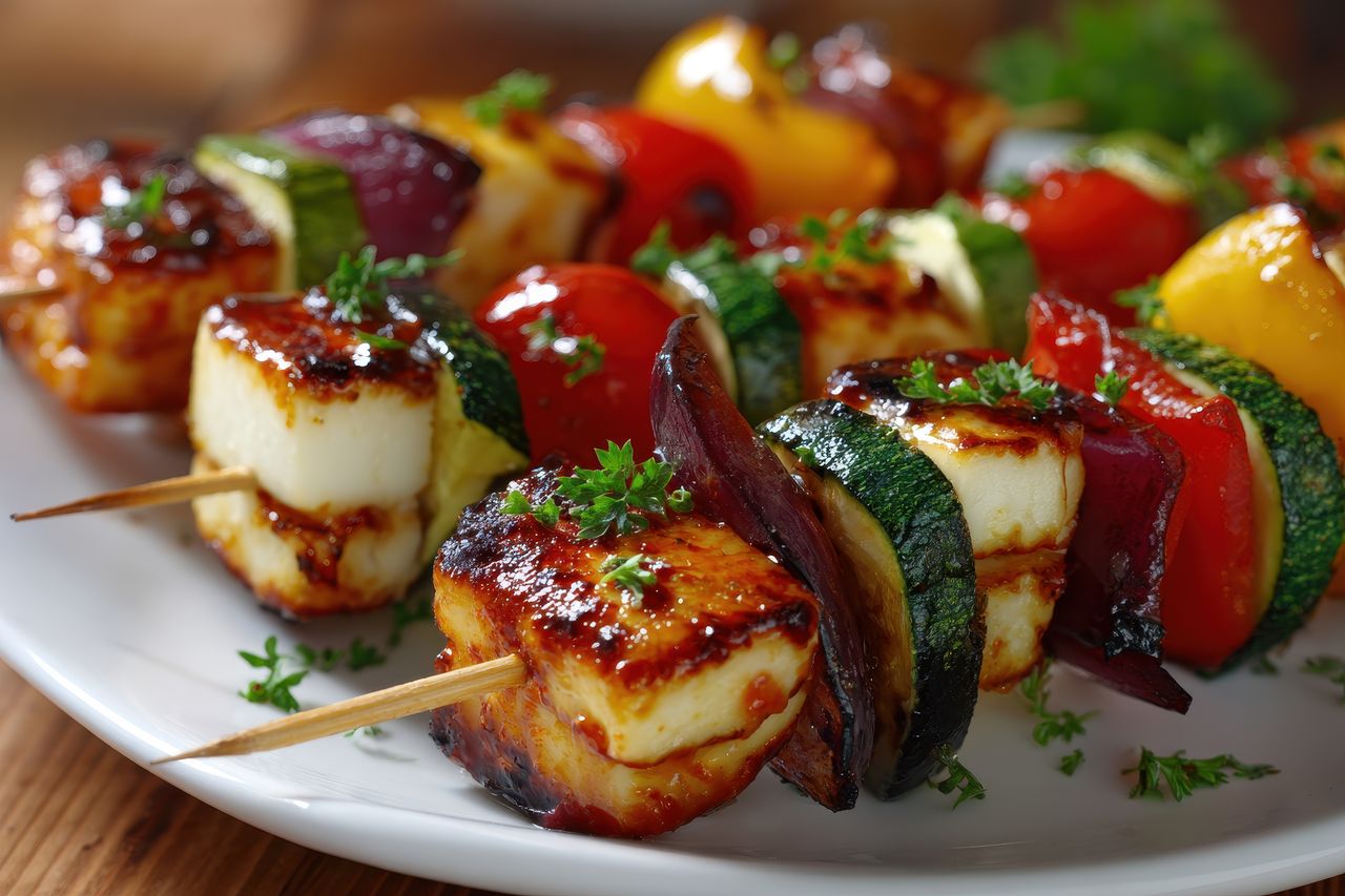 Szaszłyki z serem halloumi są przepyszne