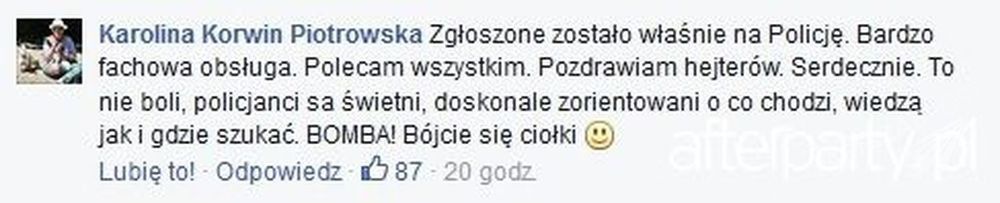 Karolina Korwin-Piotrowska dostaje pogróżki
Fot. FB