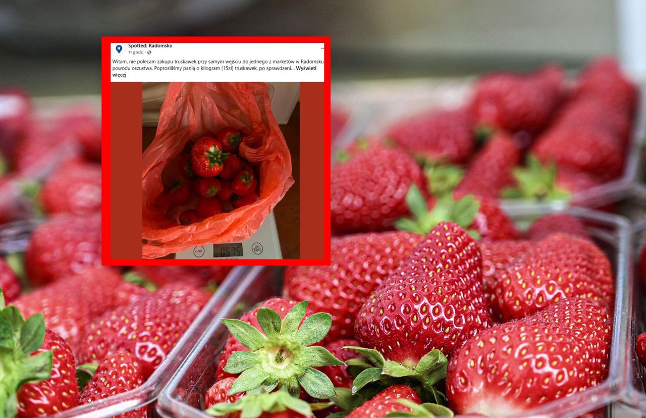 Poprosił o 1 kg truskawek. Potem położył na wadze