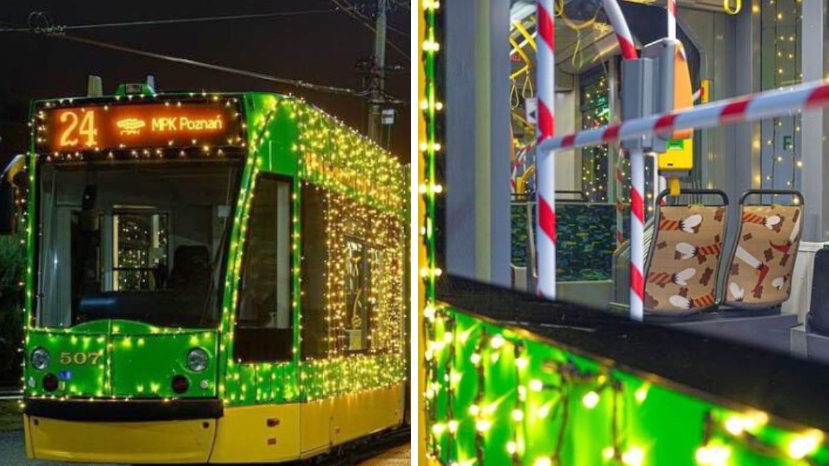 Świąteczny tramwaj to jedna z atrakcji Poznania.