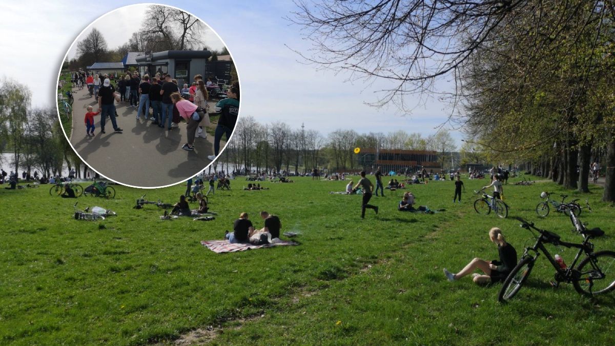 Mieszkańcy wypoczywający w niedzielę nad Zalewem Zemborzyckim