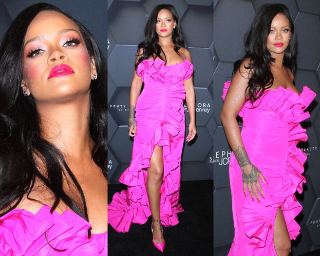 Neonowa Rihanna cieszy się z urodzin kosmetyków