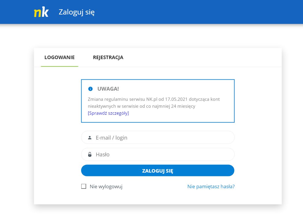 NK.pl szykuje się do automatycznego usuwania nieaktywnych kont