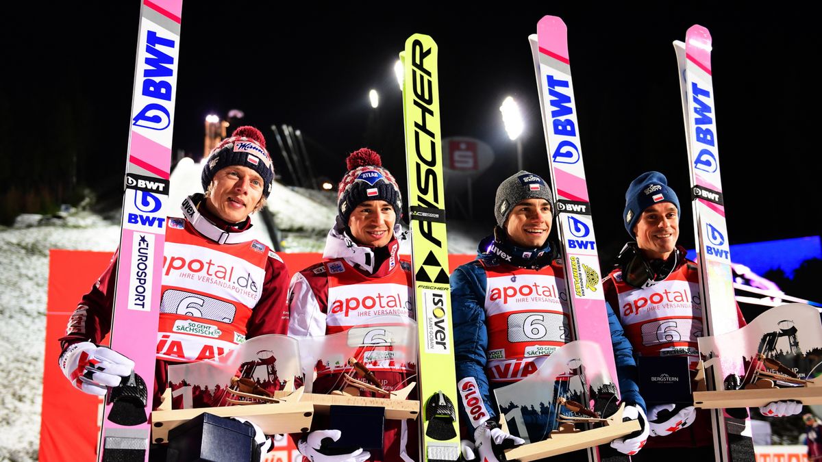 polscy skoczkowie po konkursie drużynowym w Klingenthal