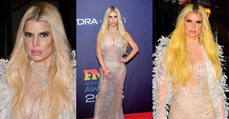 Wymalowana Jessica Simpson prezentuje odchudzone kształty w prześwitującej sukience na nowojorskiej gali (ZDJĘCIA)