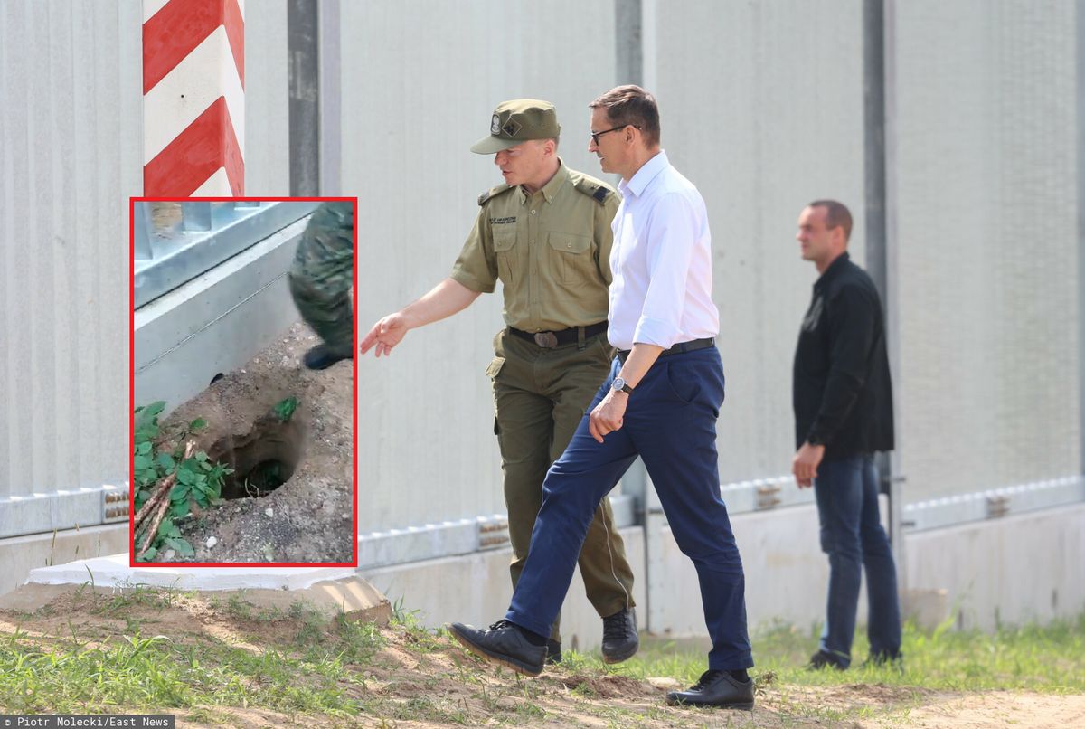 Premier Mateusz Morawiecki pod zaporą przy granicy Polski z Białorusią