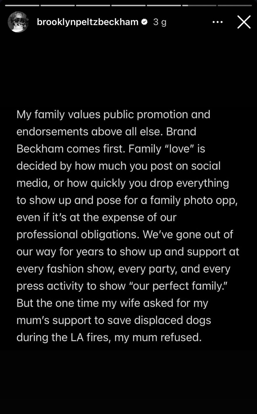 Oświadczenie Brooklyna Beckhama