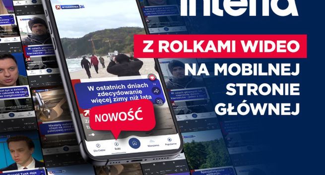 Interia z rolkami wideo na mobilnej stronie głównej