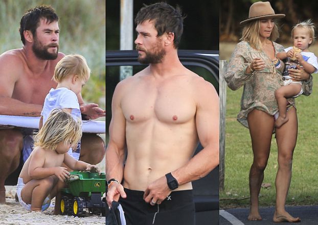 Chris Hemsworth z żoną i trójką dzieci na plaży! (ZDJĘCIA)