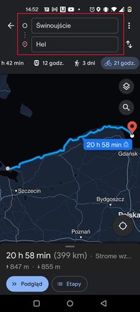 Google Maps: wybieramy punkt startowy i końcowy