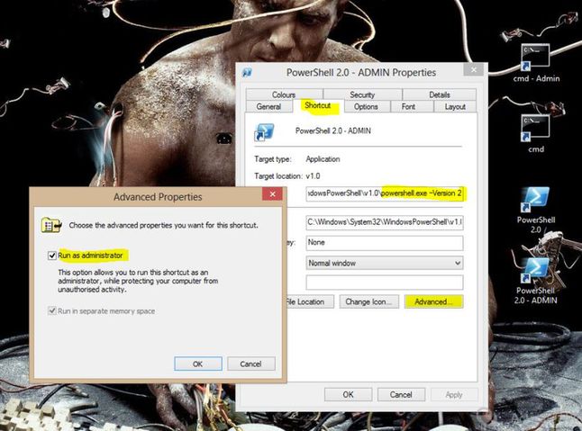 Windows 8 - PowerShell 2.0 (administrator)