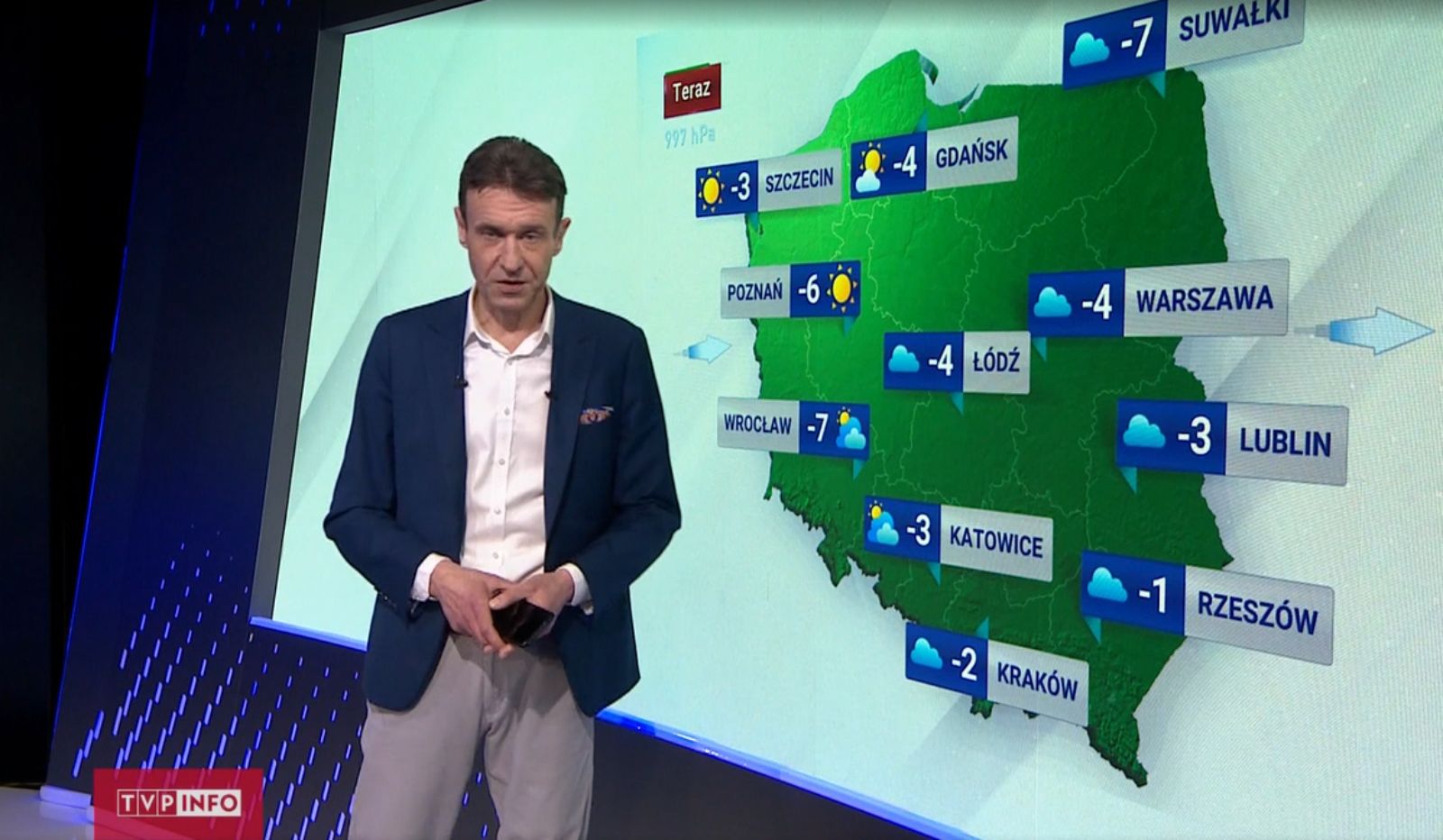 Prognoza pogody w nowym studiu TVP Info