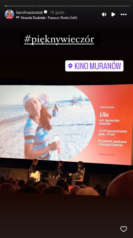 Karolina Szostak na pokazie filmu o Urszuli Dudziak
