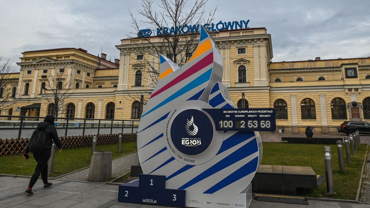 Getty Images / Artur Widak/NurPhoto / Na zdjęciu: zegar odliczający dni do rozpoczęcia III Igrzysk Europejskich Kraków-Małopolska 2023