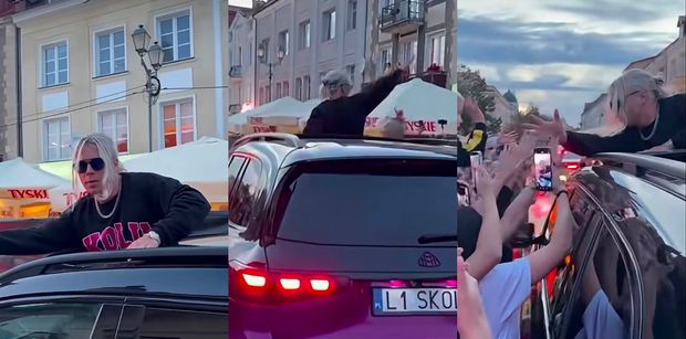 Skolim opuszcza Białystok NICZYM PAPIEŻ W PAPAMOBILE. Żegnał i pozdrawiał rekordowy tłum z okna auta (WIDEO)