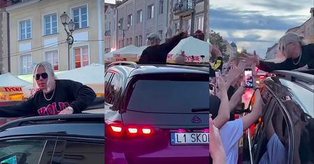 Skolim opuszcza Białystok NICZYM PAPIEŻ W PAPAMOBILE. Żegnał i pozdrawiał rekordowy tłum z okna auta (WIDEO)