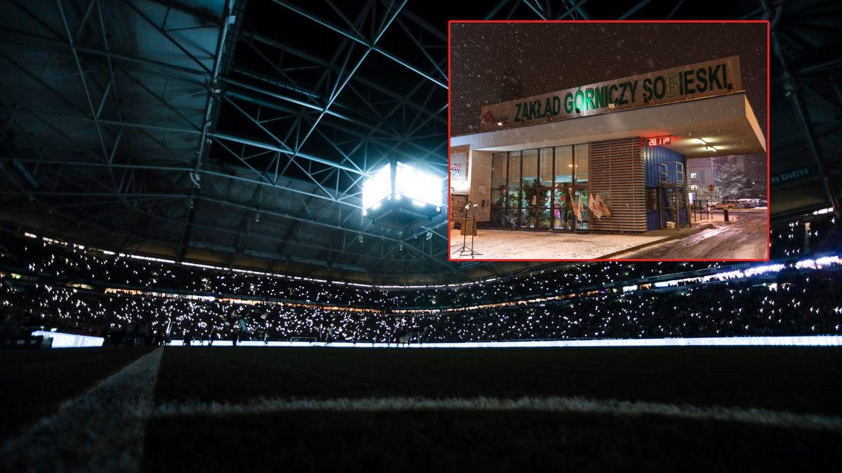 WP SportoweFakty / Na dużym zdjęciu: stadion Schalke 04 (Twitter), na małym: kopalnia Sobieski w Jaworznie