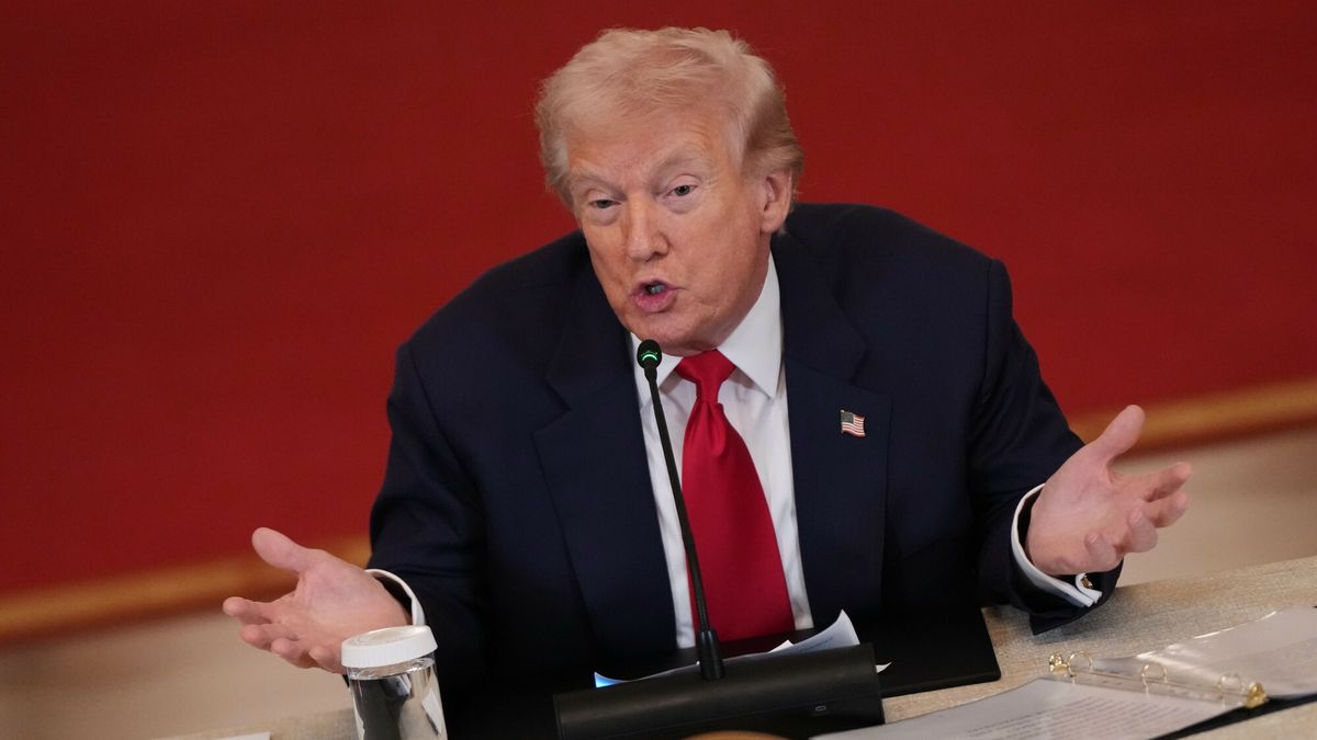 Temporary
President Donald Trump speaks during a roundtable discussion on college sports in the East Room of the White House, Friday, March 6, 2026, in Washington. (AP Photo/Julia Demaree Nikhinson)
Julia Demaree Nikhinson