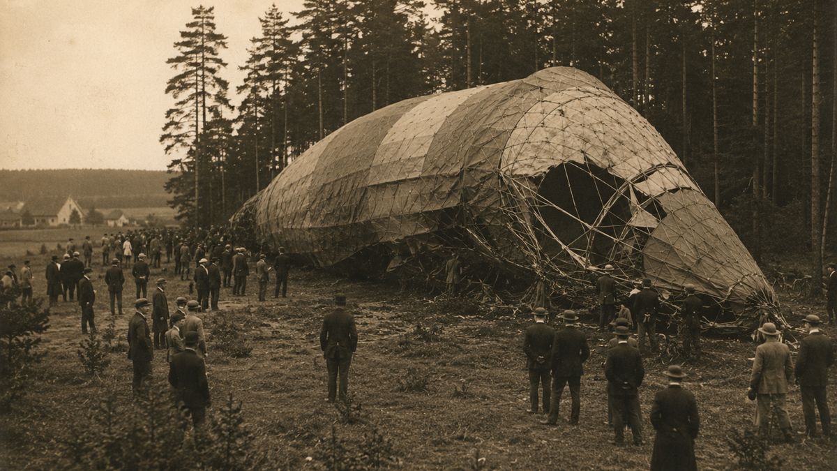 Rozbity szkielet sterowca Schütte-Lanz, wizualizacja