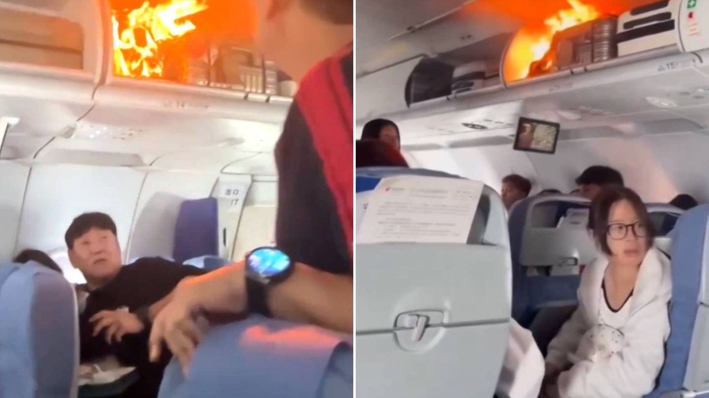 Ogień nad głowami pasażerów. Dramatyczne nagranie świadka