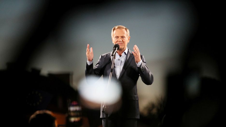 Donald Tusk na demonstracji.
