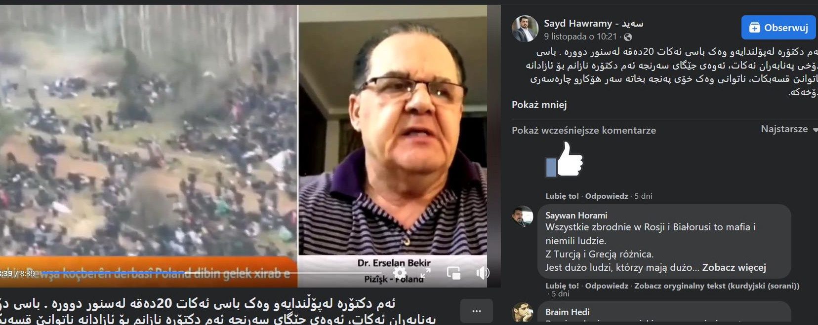 Kryzys na polsko-białoruskiej granicy. Dr Arsalan Azzaddin komentuje wydarzenia w arabskojęzycznych mediach. Tak rodziny migrantów dowiadują się, że nie ma łatwej drugi przez Polskę do Niemiec