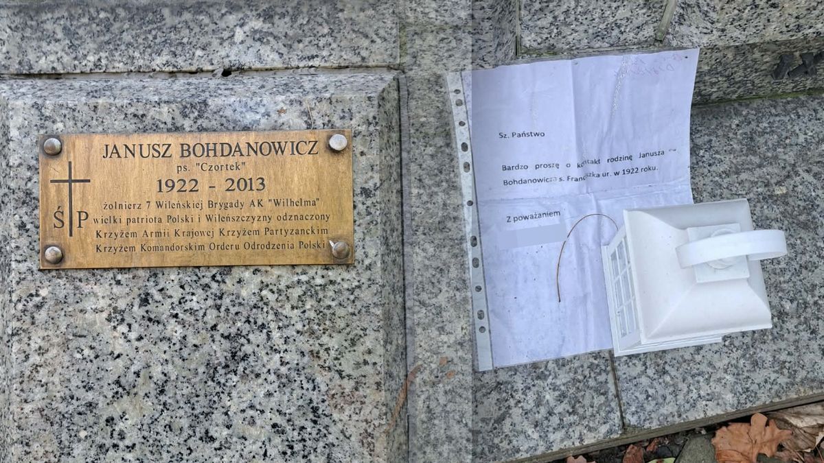 Taka karteczka przy grobie Janusza Bohdanowicza.