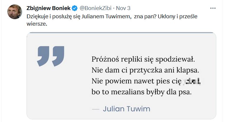 Odpowiedź Bońka na zaczepkę Czarnka