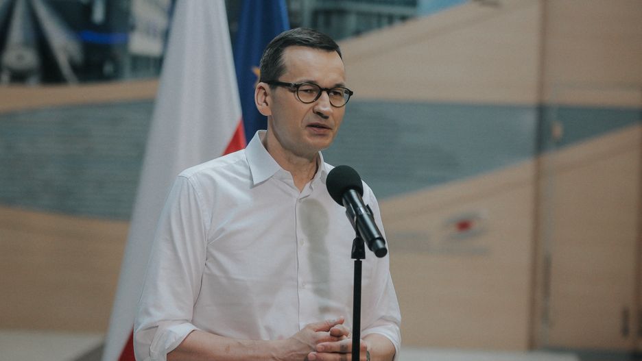 Prime Minister Mateusz Morawiecki came to Wrocaw on June 20, 2020. He visited Scanway and congratulated them on their technological development. (Photo by Krzysztof Zatycki/NurPhoto via Getty Images)