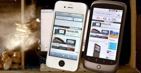 iOS4 na iPhone 4 vs Android 2.2 na Nexus One - test szybkości przeglądarek [wideo]