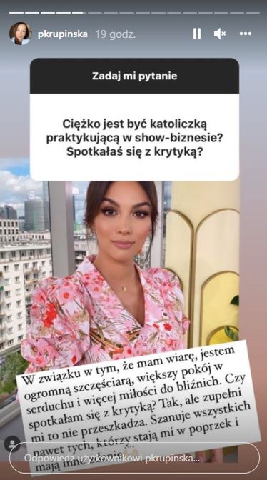 Paulina Krupińska mówi o wierze