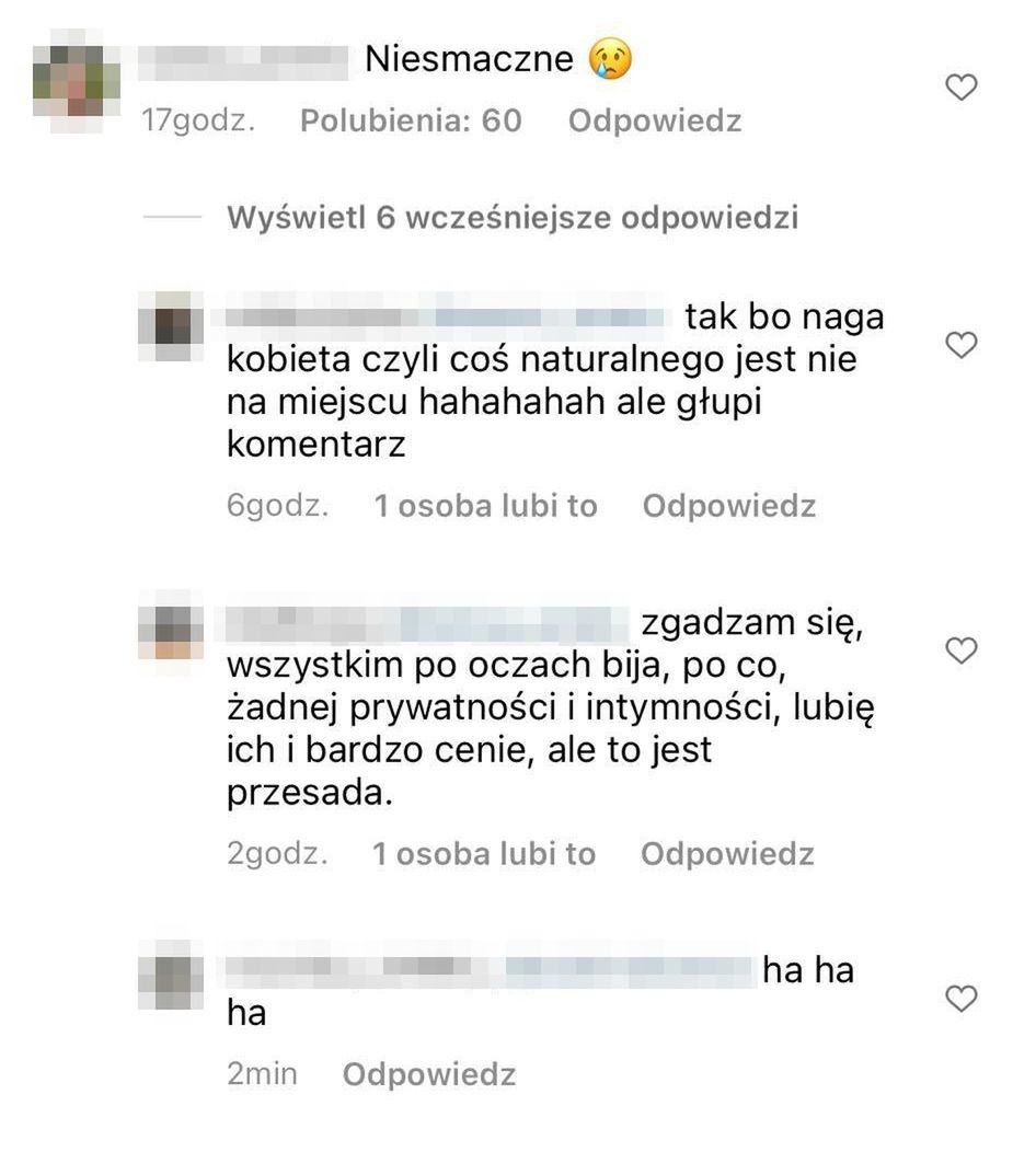 Komentarze pod rozebranym zdjęciem Aleksandry Żebrowskiej