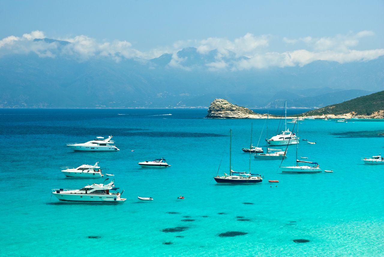 The water surrounding the island has a stunning colour.