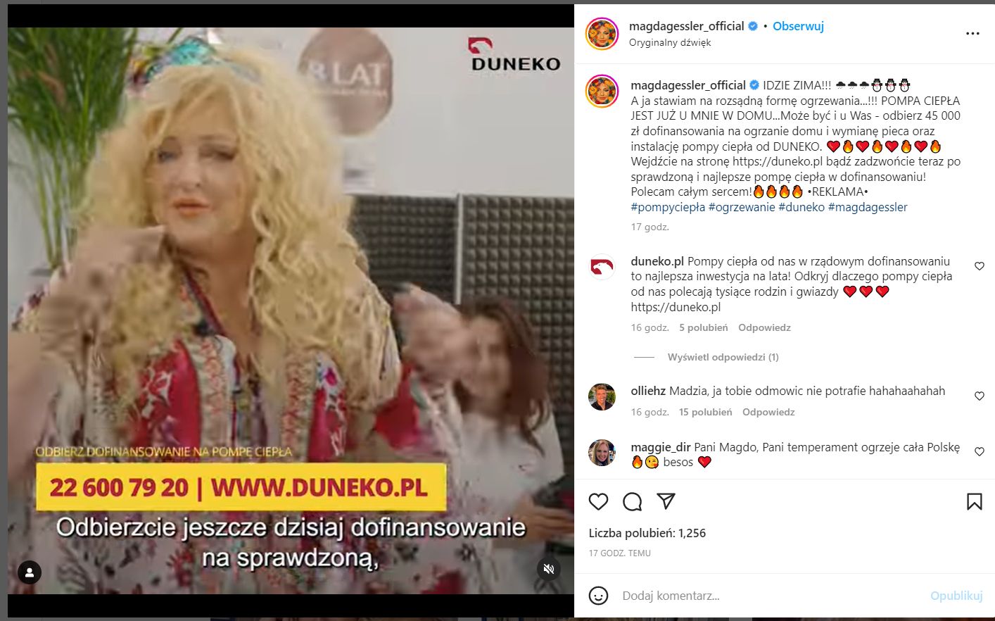 Magda Gessler reklamuje pompy ciepła 