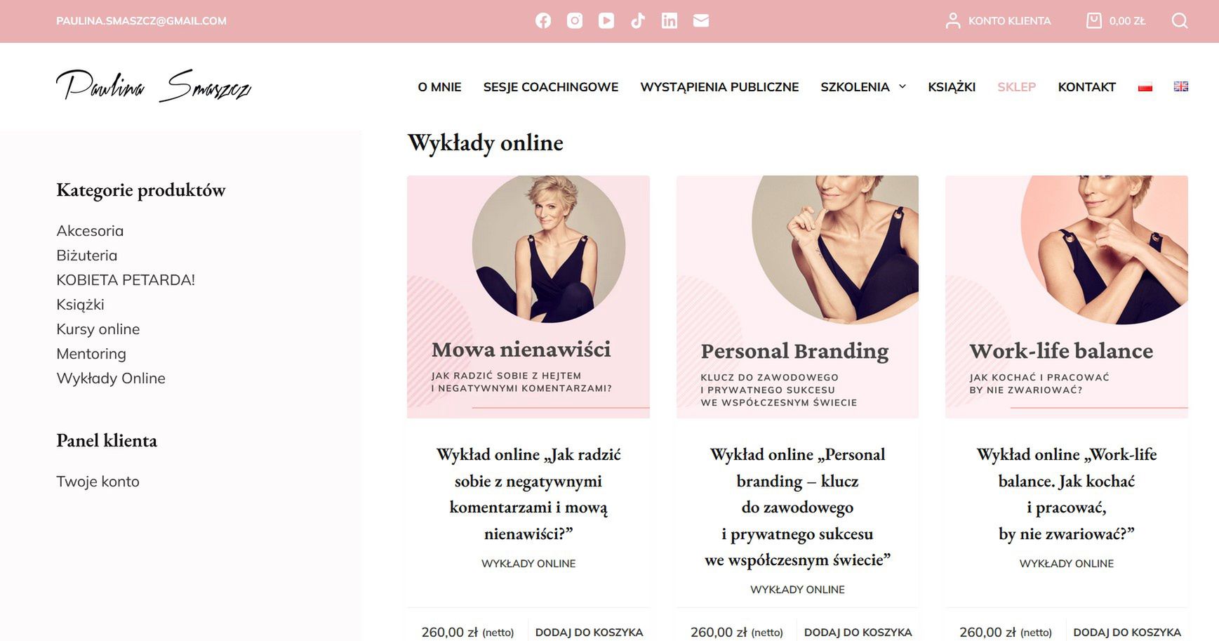 Oferta sklepu internetowego Pauliny Smaszcz