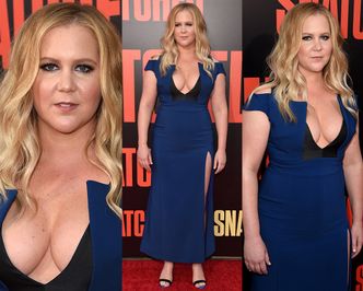 Ściśnięte piersi Amy Schumer na czerwonym dywanie...