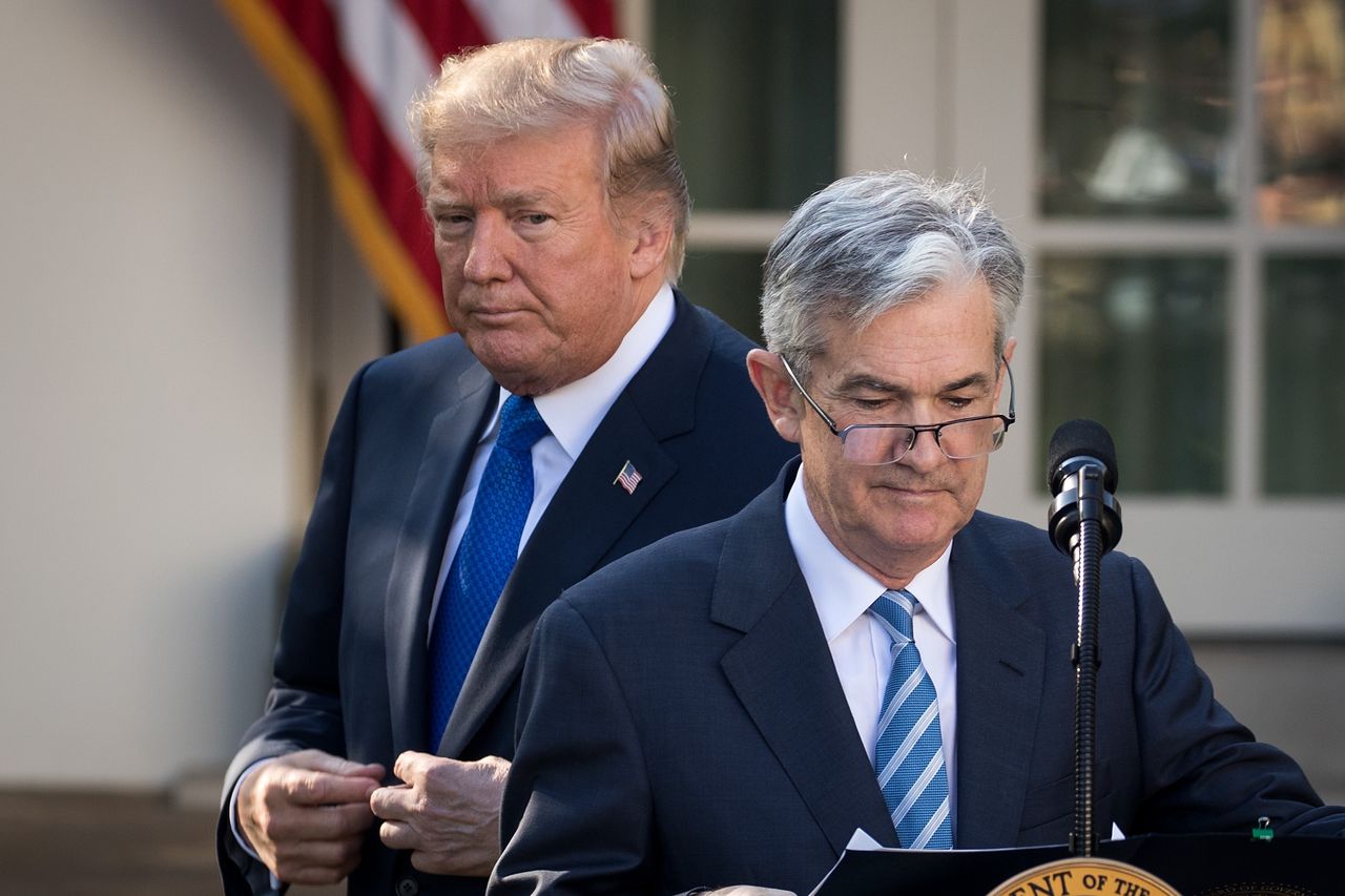 President Donald Trump and Jerome Powell, chairman of the Fed, which is the central bank of the United States