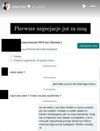 Adam Fidusiewicz zaczął sprzedawać ubrania