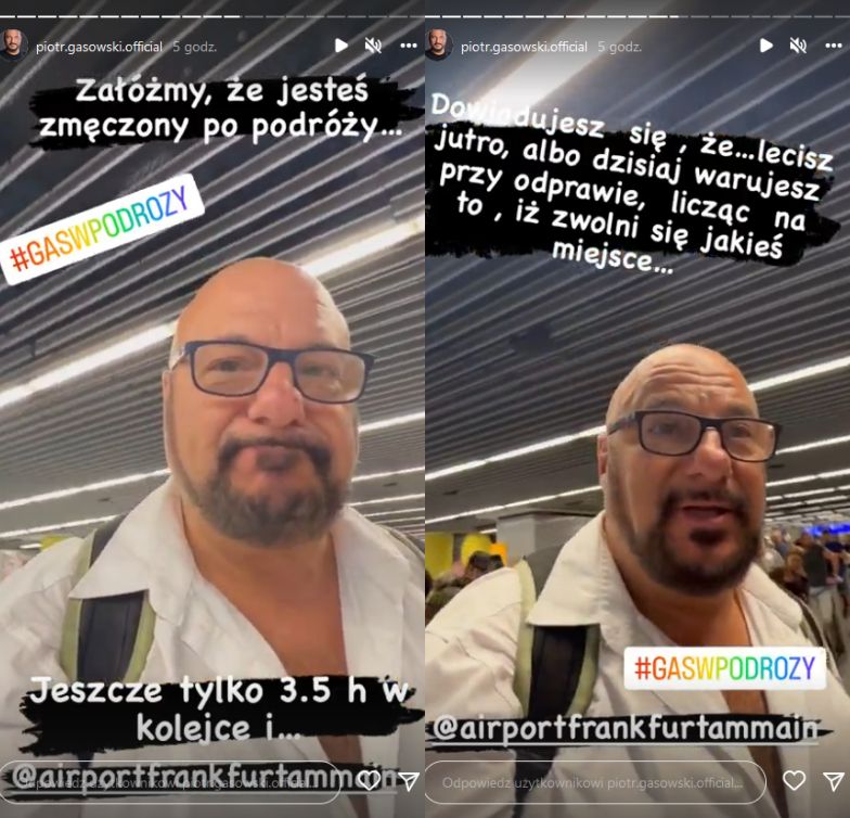 Piotr Gąsowski oczernia i nagrywa siedzącego obok niego w samolocie mężczyznę