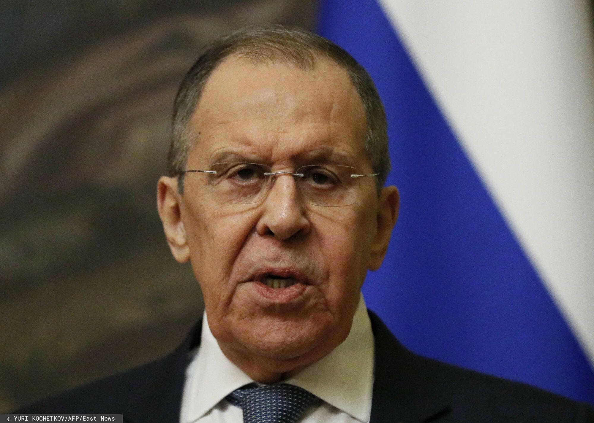 arch50Russian Foreign Minister Sergei Lavrov attends a joint press conference with his Eritrean counterpart following their talks in Moscow on April 27, 2022. (Photo by Yuri KOCHETKOV / POOL / AFP)YURI KOCHETKOV