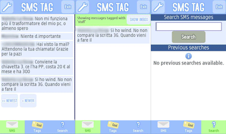 SMS-Tag - tagowanie SMS-ów, wiadomości tekstowe, Symbian s60 5th Edition.