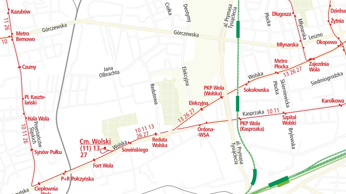 Trasa tramwajowa na ul. Wolskiej