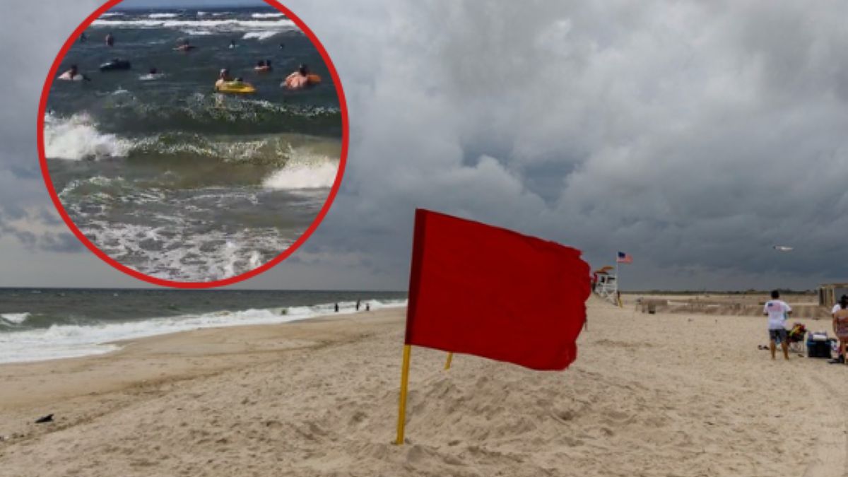 Czerwona flaga w Stegnie, a w wodzie tłumy. W komentarzach wrze