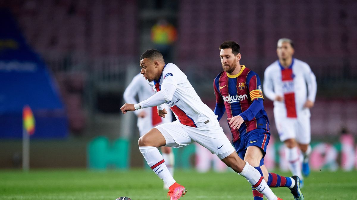 Getty Images / Alex Caparros - UEFA / Na zdjęciu: Kylian Mbappe (z lewej) i Lionel Messi