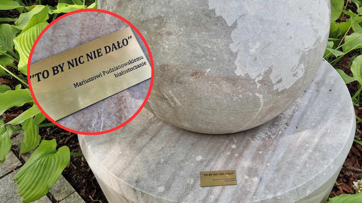 Złota tabliczka z cytatem Mariusza Pudzianowskiego pojawiła się w przestrzeni miejskiej Białegostoku