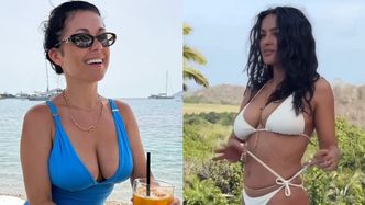 Urlopowiczka Katarzyna Cichopek wdzięczy się do zdjęć w niebieskim kostiumie. Fani: "Polska Salma Hayek". Faktycznie?