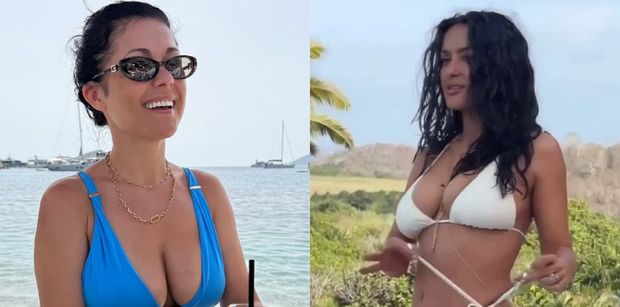 Urlopowiczka Katarzyna Cichopek wdzięczy się do zdjęć w niebieskim kostiumie. Fani: "Polska Salma Hayek". Faktycznie?